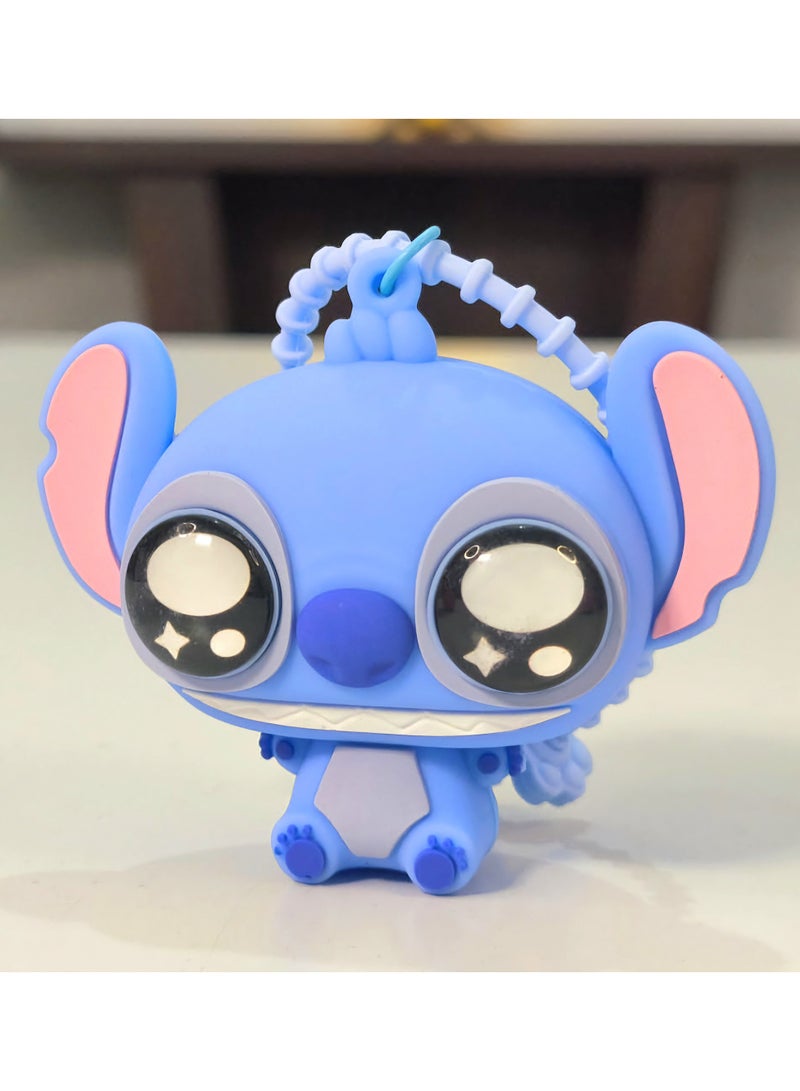 STITCH Blue Stitch Rubber Keychain with Pop-Out Eyes – Squeeze Stress Relief Keychain - Image 1